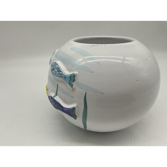 Italian Round Pottery Fish Bowl Vase 3D Fish Hand Crafted Hand Vintage Collectib - Picture 6 of 15